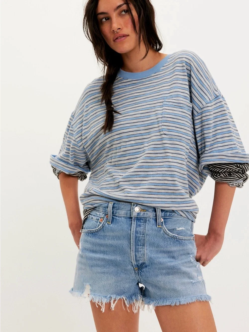Agolde Parker Denim Shorts - Picture 1 of 5